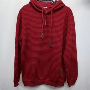 Coofandy Men's Size Medium Red Quilted‎ Pullover Hoodie NWT